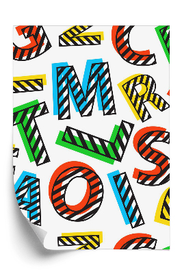 Tapeta na stenu Vzor farebných písmen na bielom pozadí