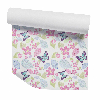 Tapeta Motýle medzi kvetmi a listami