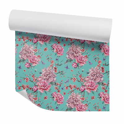 Tapeta Motýle a rozkvitnuté kvety na konároch