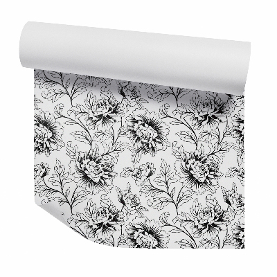 Tapeta na stenu Čiernobiely obrys kvetov