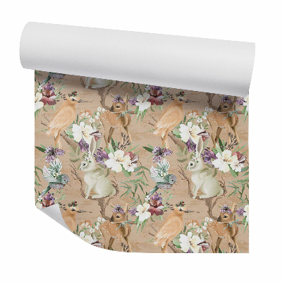 Tapeta Lesné zvieratá medzi kvetmi