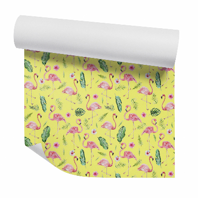 Tapeta na stenu Plameniaky medzi listami monstery