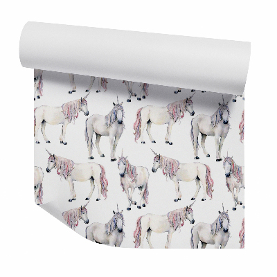 Tapeta Veľké jednorožce na bielom pozadí