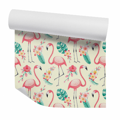 Tapeta na stenu Pastelové plameniaky a monstery