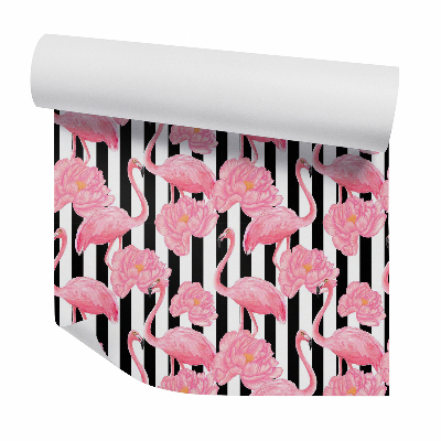 Tapeta Hrdí plameniaci na čiernych pruhoch