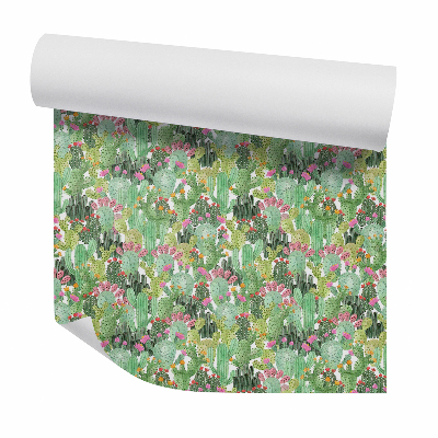 Tapeta Malé kvitnúce kaktusy hustý vzor