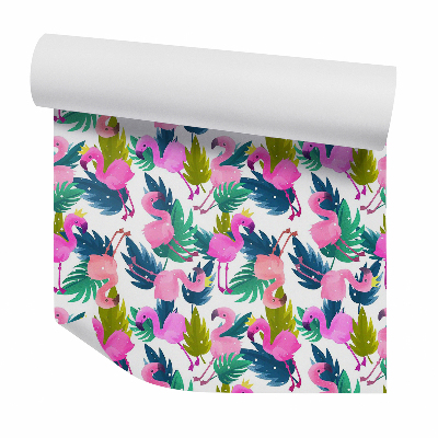 Tapeta na stenu Plameniaci na farebných listoch