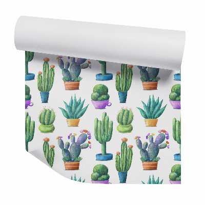 Tapeta na stenu Pastelové kaktusy v kvetináčoch