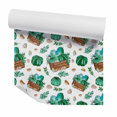 Tapeta na stenu Kaktusy v drevených kvetináčoch svetlé