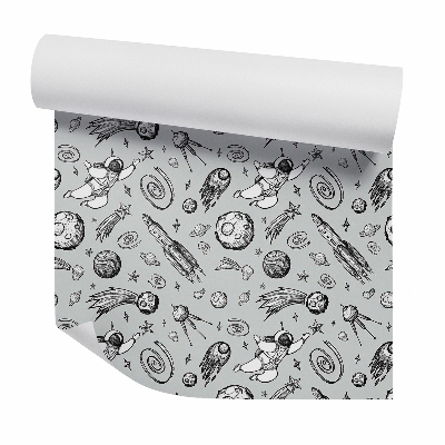 Tapeta Astronaut vo vesmíre planéty sivé pozadie