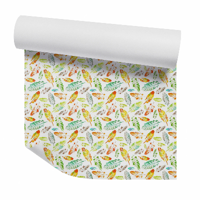 Tapeta Oranžové a zelené perie akvarel