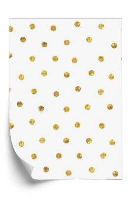 Tapeta Zlaté bodky na bielom pozadí