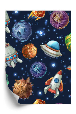 Tapeta Kreslené planéty a vesmírne lode