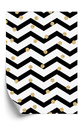 Tapeta na stenu Čierny cikcak a zlaté bodky