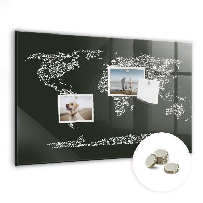 Tabuľa na magnetky Mapa s názvami kontinentov