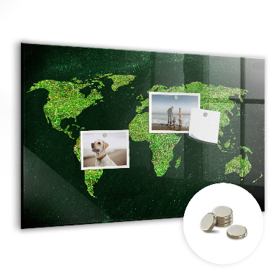 Magnetická tabuľa na magnetky Zelená mapa sveta