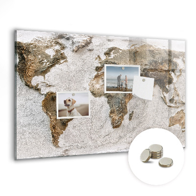 Detská magnetická tabuľa Béžová mapa sveta