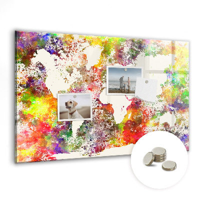 Magnetická tabuľa na stenu Maľovaná mapa sveta