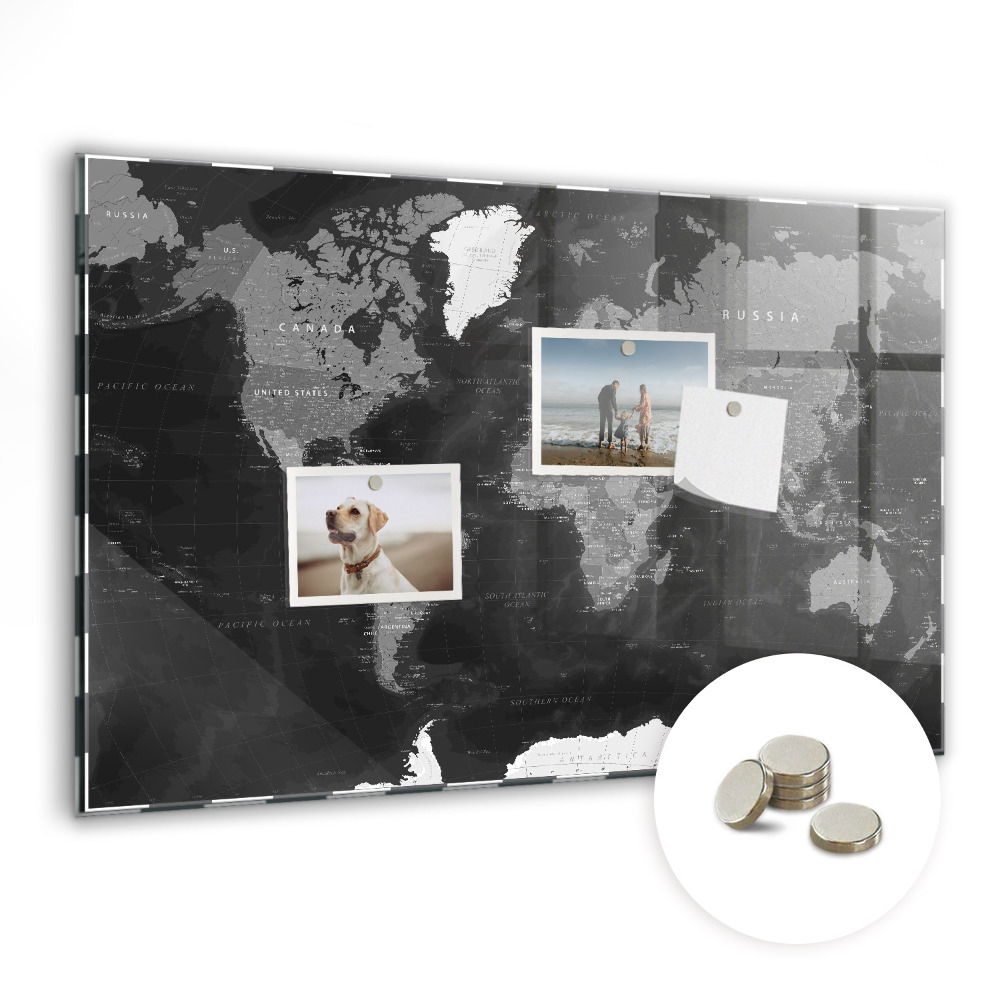 Detská magnetická tabuľa Čiernobiela mapa sveta