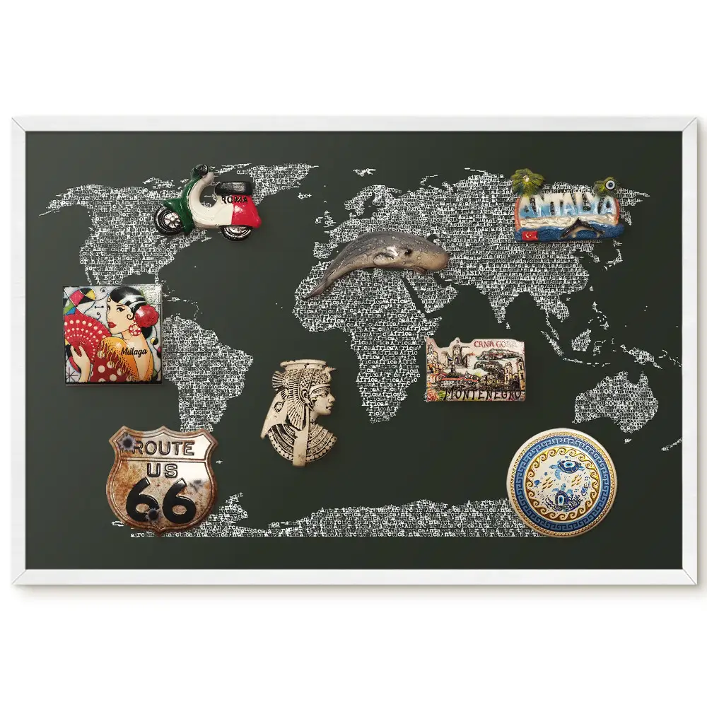 Magnetická tabuľa Mapa sveta z písmen
