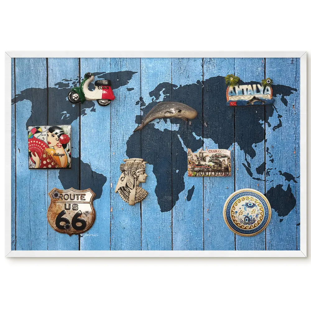 Magnetická tabuľa Mapa sveta na drevenom pozadí