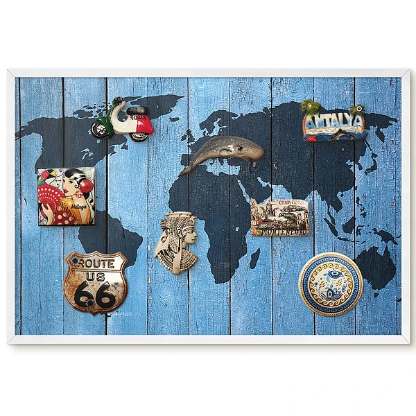 Magnetická tabuľa Mapa sveta na drevenom pozadí