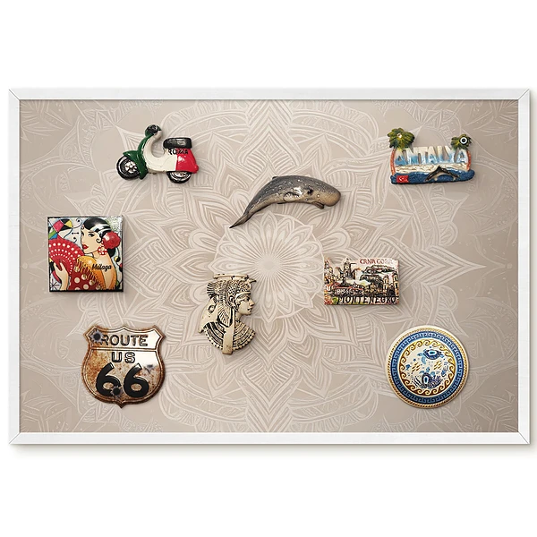 Magnetická tabuľa s motívom mandaly v jemných béžových tónoch