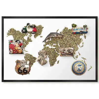 Magnetická tabuľa Mapa sveta zo žltých zŕn