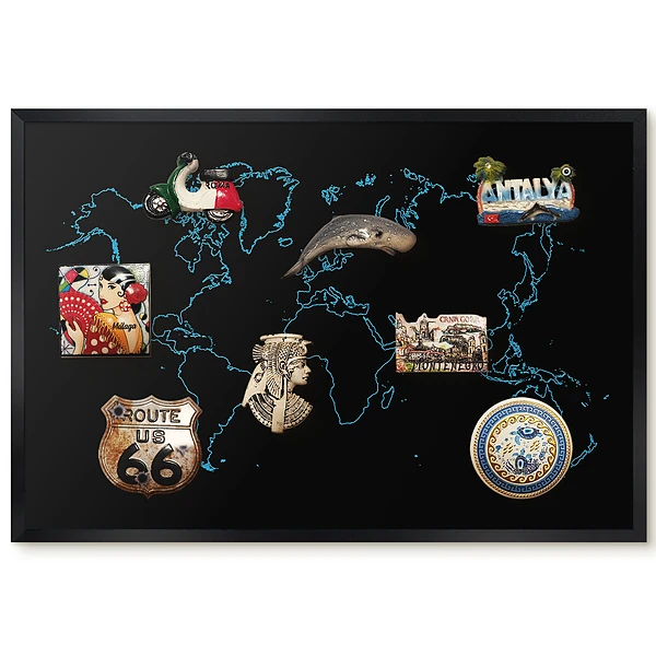 Magnetická tabuľa Mapa sveta svetlomodrá