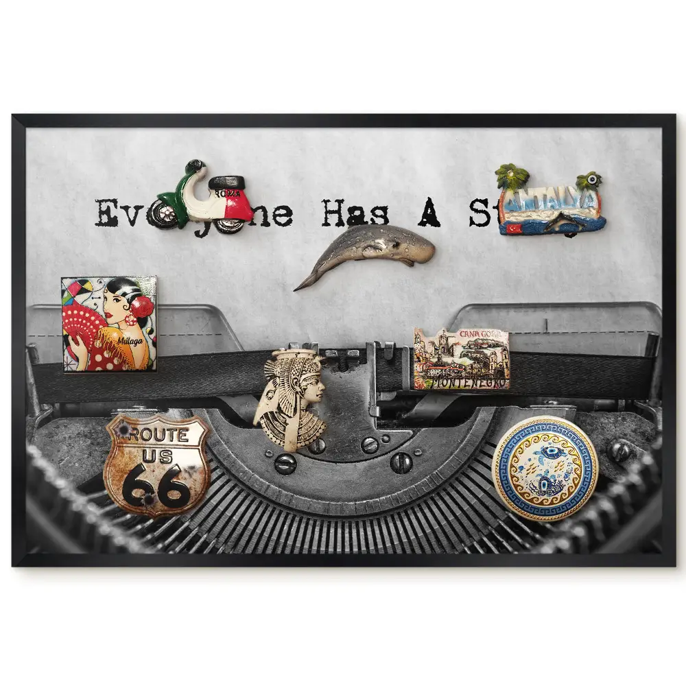 Magnetická tabuľa s motívom písacieho stroja v retro štýle