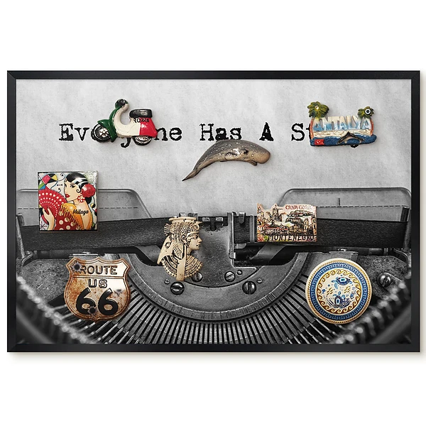 Magnetická tabuľa s motívom písacieho stroja v retro štýle