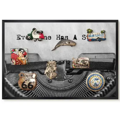 Magnetická tabuľa s motívom písacieho stroja v retro štýle