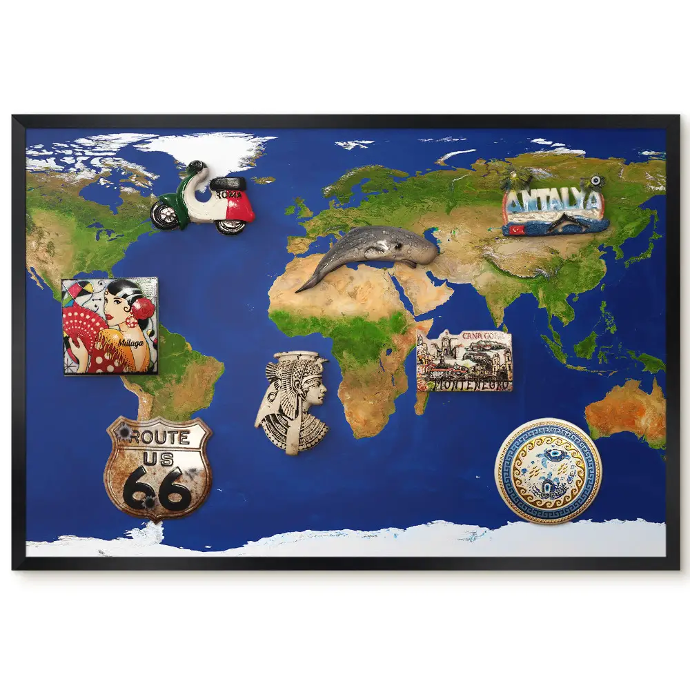 Magnetická tabuľa Mapa sveta s modrým oceánom