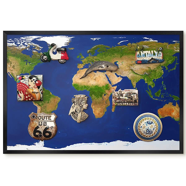 Magnetická tabuľa Mapa sveta s modrým oceánom