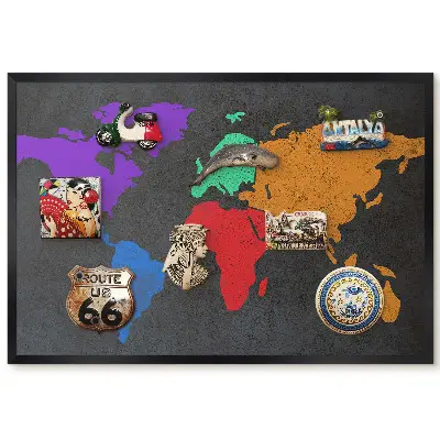 Magnetická tabuľa Farebná mapa sveta na tmavom pozadí
