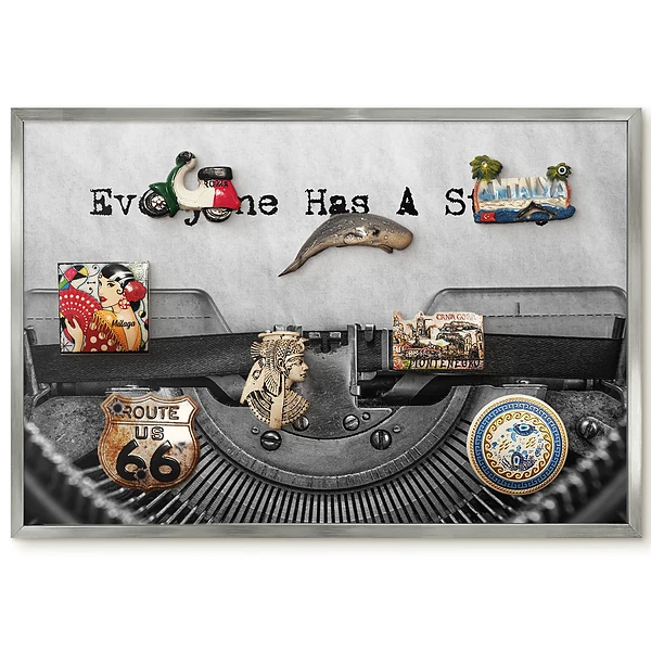 Magnetická tabuľa na zavesenie s retro motívom písacieho stroja
