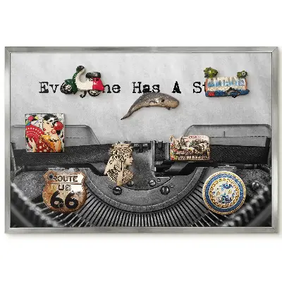 Magnetická tabuľa na zavesenie s retro motívom písacieho stroja