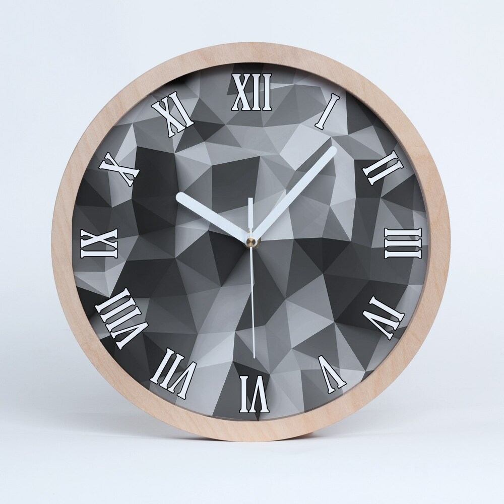 Nástenné drevené hodiny Nízko-polygonový geometrický vzor.