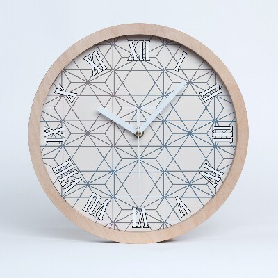 Drevené nástenné hodiny Geometrická sieťová mozaika s hviezdami.