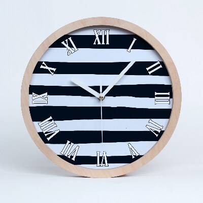 Nástenné drevené hodiny Pruhované pozadie