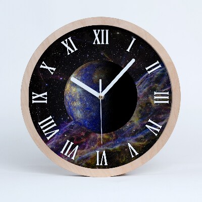 Nástenné drevené hodiny Merkúr