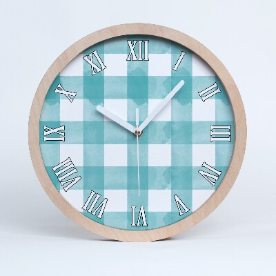 Drevené hodiny na stenu Modrá kontrola