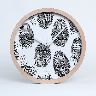 Nástenné drevené hodiny Odtlačky prstov