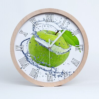 Drevené hodiny Zelené jablko