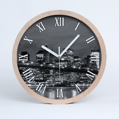 Nástenné drevené hodiny Manhattan New York