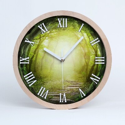 Drevené nástenné hodiny Stromový tunel
