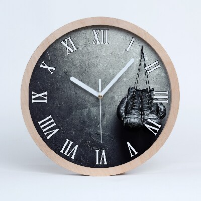 Nástenné drevené hodiny Boxerské rukavice