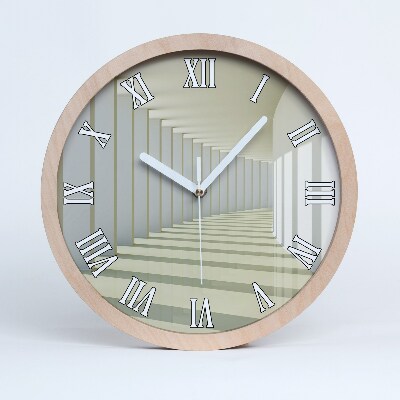 Drevené nástenné hodiny Optická ilúzia nekonečného tunela.