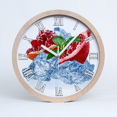 Drevené hodiny na stenu Granátové jablko s ľadom