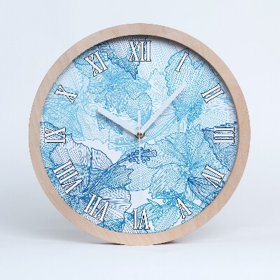 Nástenné drevené hodiny Havajské kvety